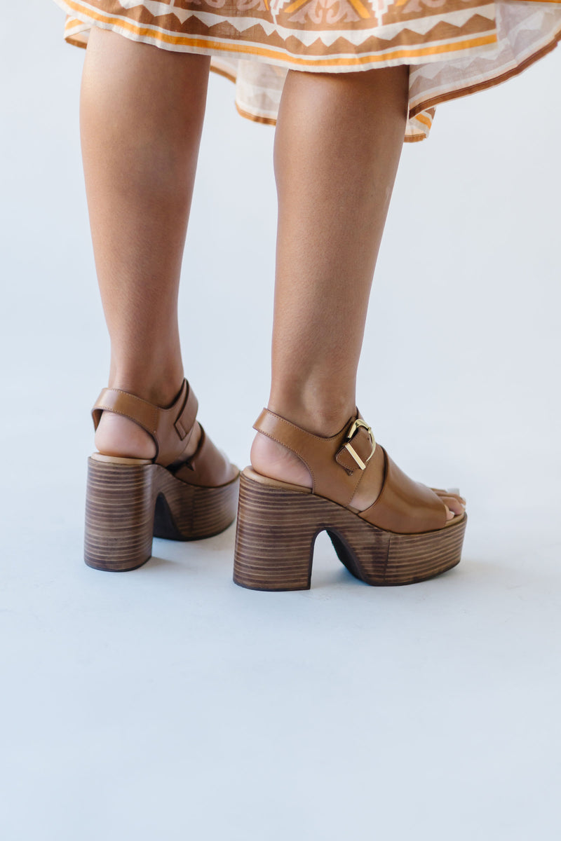 Seychelles: Mosh Pit Stacked Platform Heel in Tan