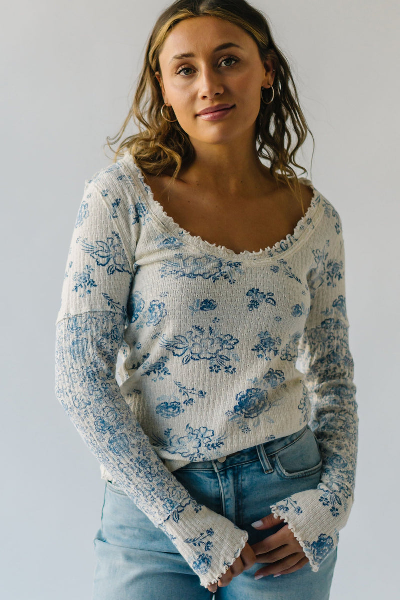 Free People: Clover Printed Thermal in Ivory Combo