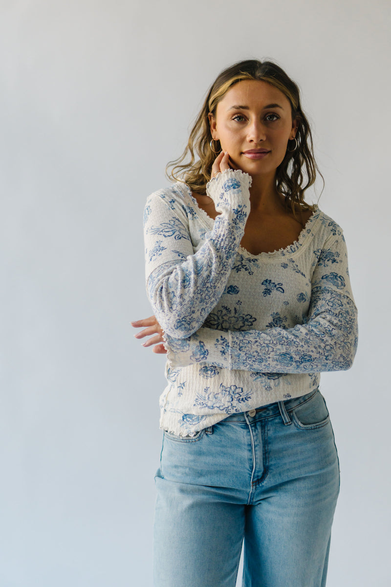 Free People: Clover Printed Thermal in Ivory Combo