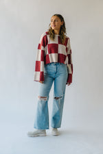 The Salerno Checkered Sweater in Oatmeal + Red