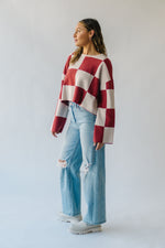 The Salerno Checkered Sweater in Oatmeal + Red