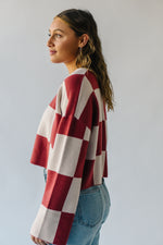 The Salerno Checkered Sweater in Oatmeal + Red