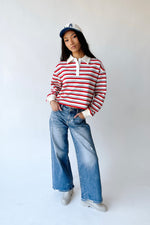 The Garrett Rugby Tee in Red Stripe