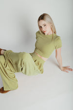 The Leanne Ribbed Lounge Set in Dusty Sage