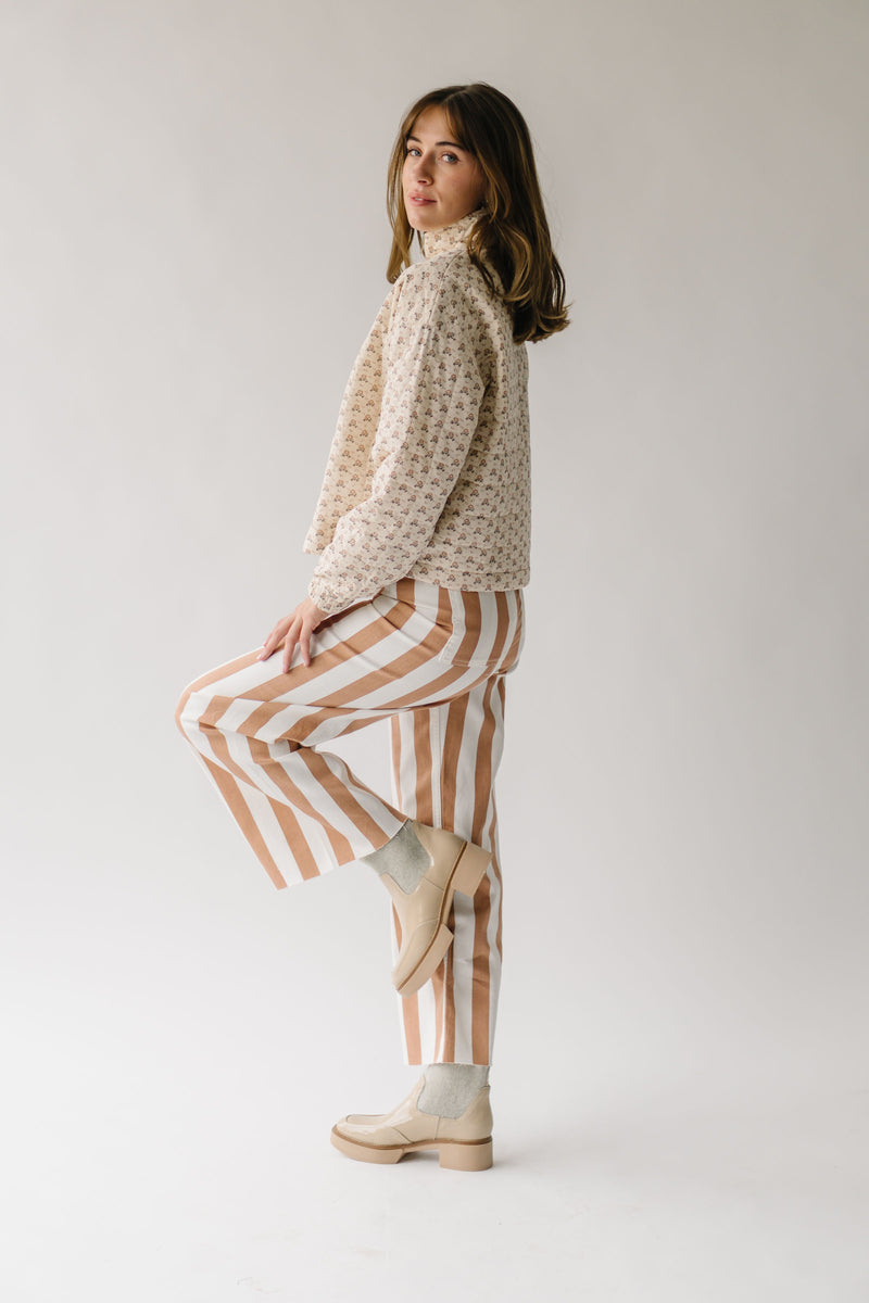 The Petersen Striped Pant in Toffee + Cream