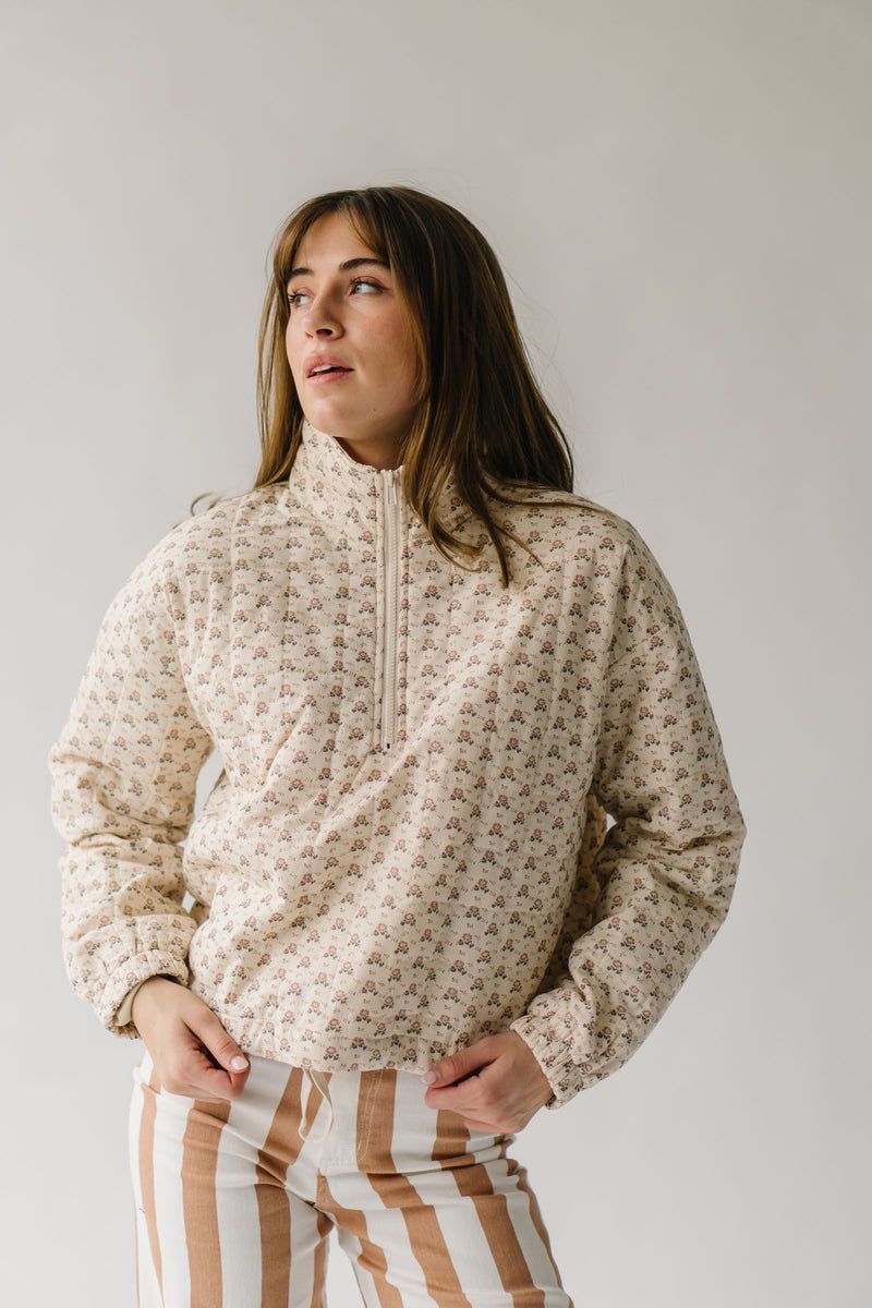 The Garvey Floral Half Zip in Cream