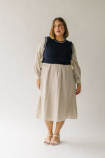 The Demoura Knit Sweater Midi Dress in Navy + Cream