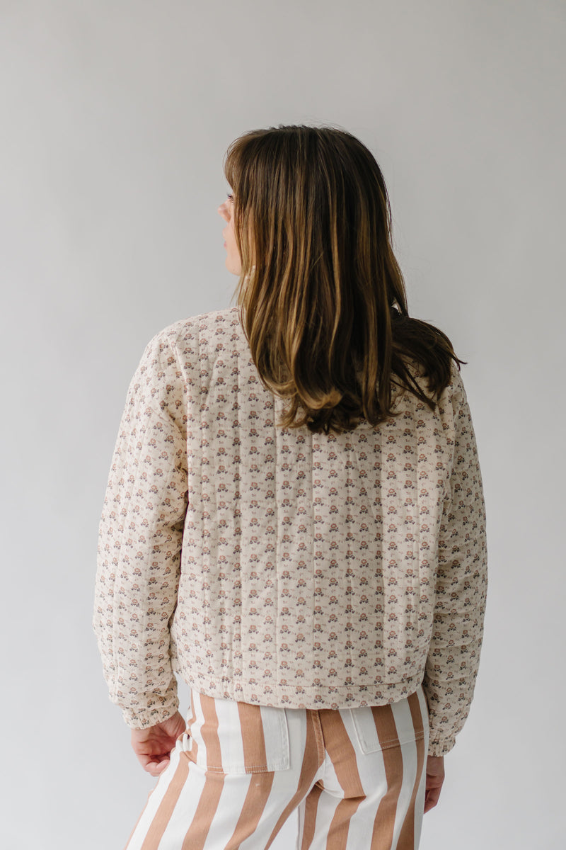 The Garvey Floral Half Zip in Cream