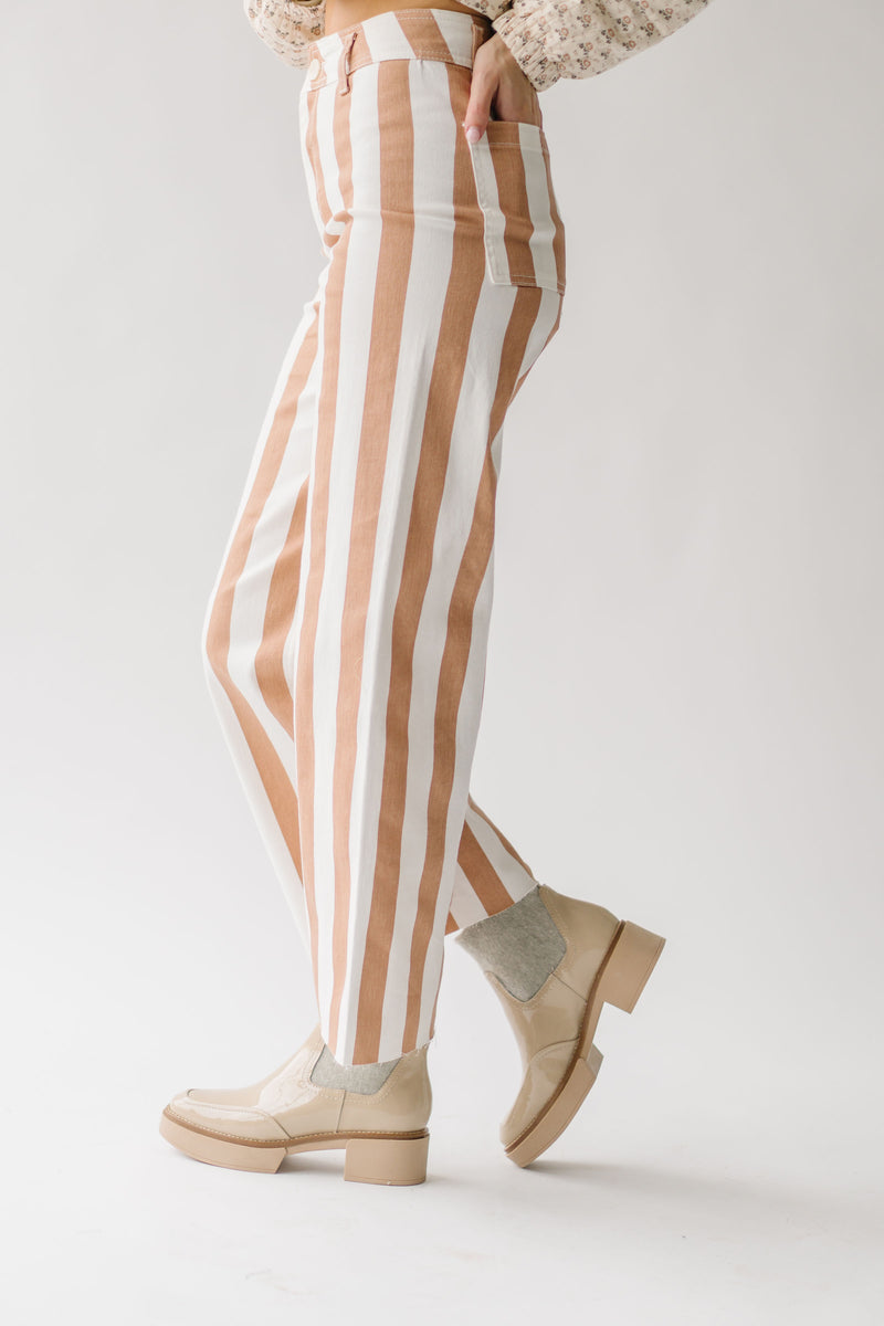 The Petersen Striped Pant in Toffee + Cream