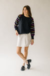 The Dalhart Striped Sleeve Sweater in Black