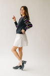 The Dalhart Striped Sleeve Sweater in Black