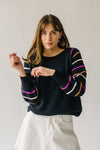 The Dalhart Striped Sleeve Sweater in Black