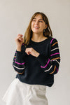 The Dalhart Striped Sleeve Sweater in Black