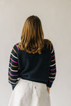 The Dalhart Striped Sleeve Sweater in Black