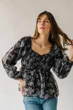 The Kenora Smocked Blouse in Black Floral