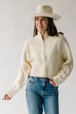 The Rossland Cropped Half Zip Sweater in Cream