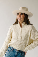 The Rossland Cropped Half Zip Sweater in Cream