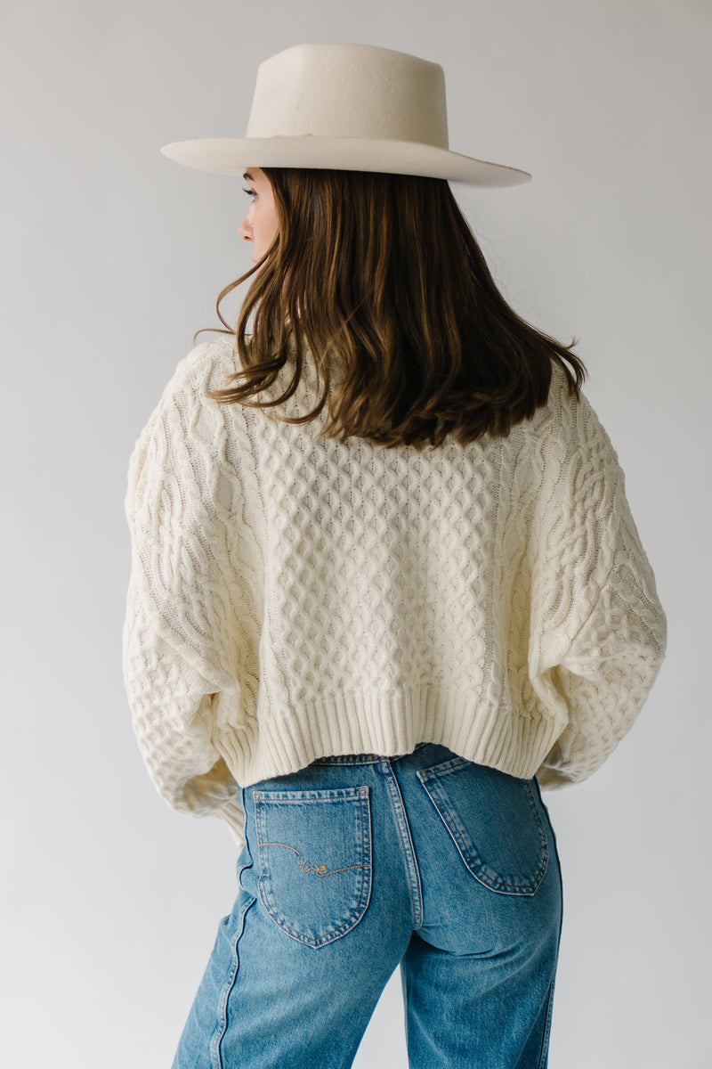 The Rossland Cropped Half Zip Sweater in Cream