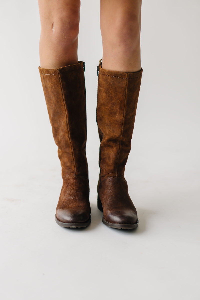 The Hayden Tall Distressed Boots in Brown (SHIPS IN 2 WEEKS)