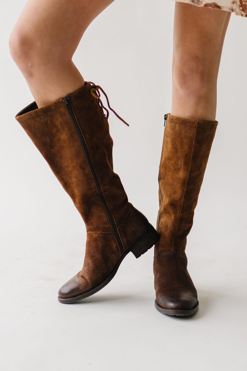 The Hayden Tall Distressed Boots in Brown (SHIPS IN 2 WEEKS)