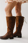 The Hayden Tall Distressed Boots in Brown (SHIPS IN 2 WEEKS)