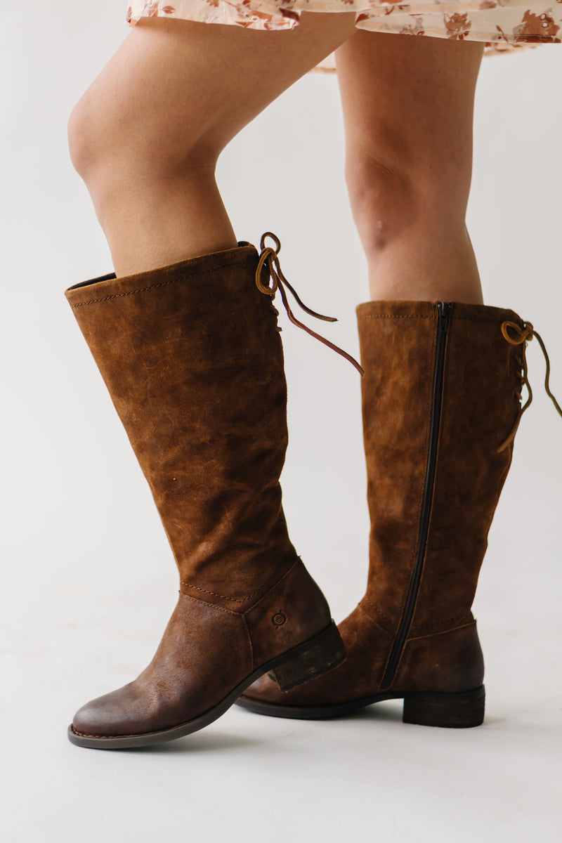 The Hayden Tall Distressed Boots in Brown (SHIPS IN 2 WEEKS)