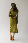 The Boyak Wrap Sweater Midi Dress in Olive