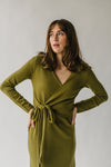 The Boyak Wrap Sweater Midi Dress in Olive