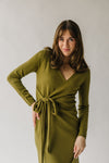 The Boyak Wrap Sweater Midi Dress in Olive