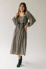 The Bramsen Sweetheart Detail Midi Dress in Black Gingham