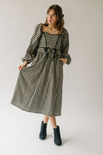 The Bramsen Sweetheart Detail Midi Dress in Black Gingham