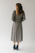 The Bramsen Sweetheart Detail Midi Dress in Black Gingham