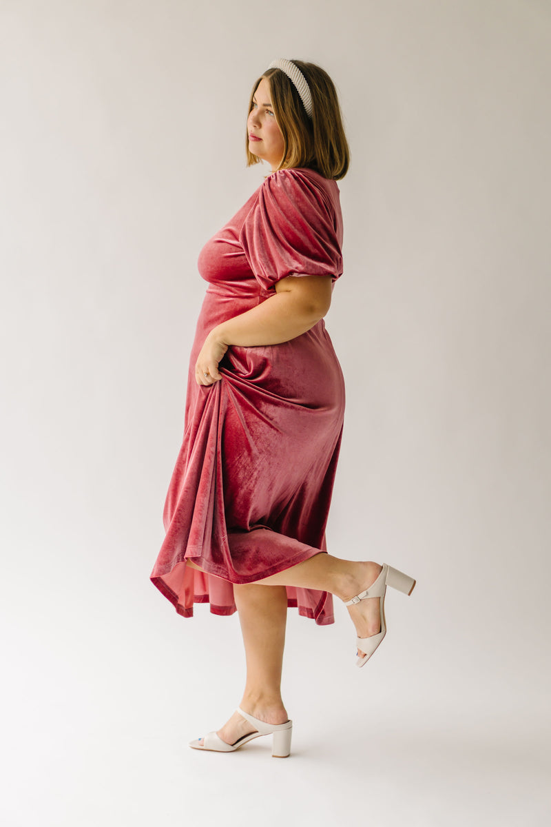 The Dalling Velvet Midi Dress in Marsala