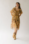 The Govan Embroidered Floral Dress in Camel