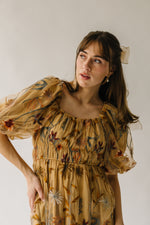 The Govan Embroidered Floral Dress in Camel