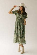 The Takita Paisley Patterned Midi Dress in Green