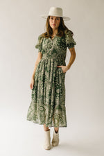 The Takita Paisley Patterned Midi Dress in Green