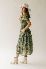 The Takita Paisley Patterned Midi Dress in Green