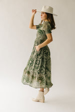 The Takita Paisley Patterned Midi Dress in Green