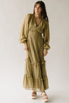 The Estevan V-Neck Maxi Dress in Olive