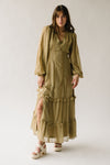 The Estevan V-Neck Maxi Dress in Olive