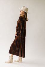 The Matson Velvet Midi Dress in Chocolate