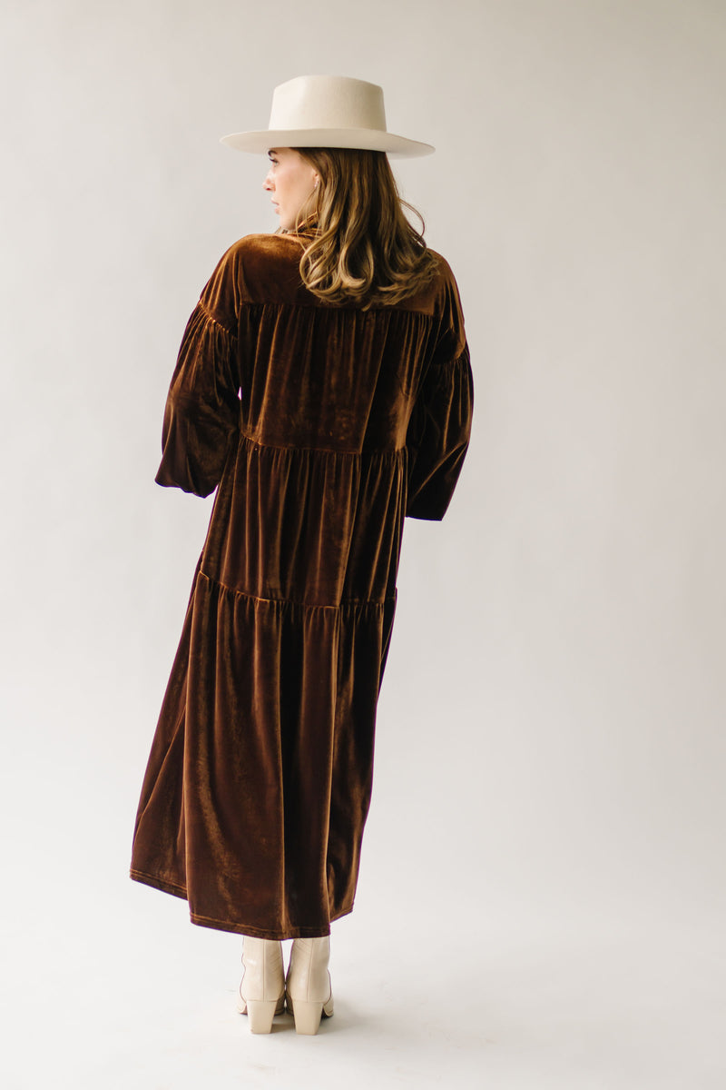 The Matson Velvet Midi Dress in Chocolate