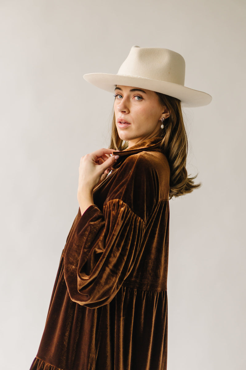 The Matson Velvet Midi Dress in Chocolate