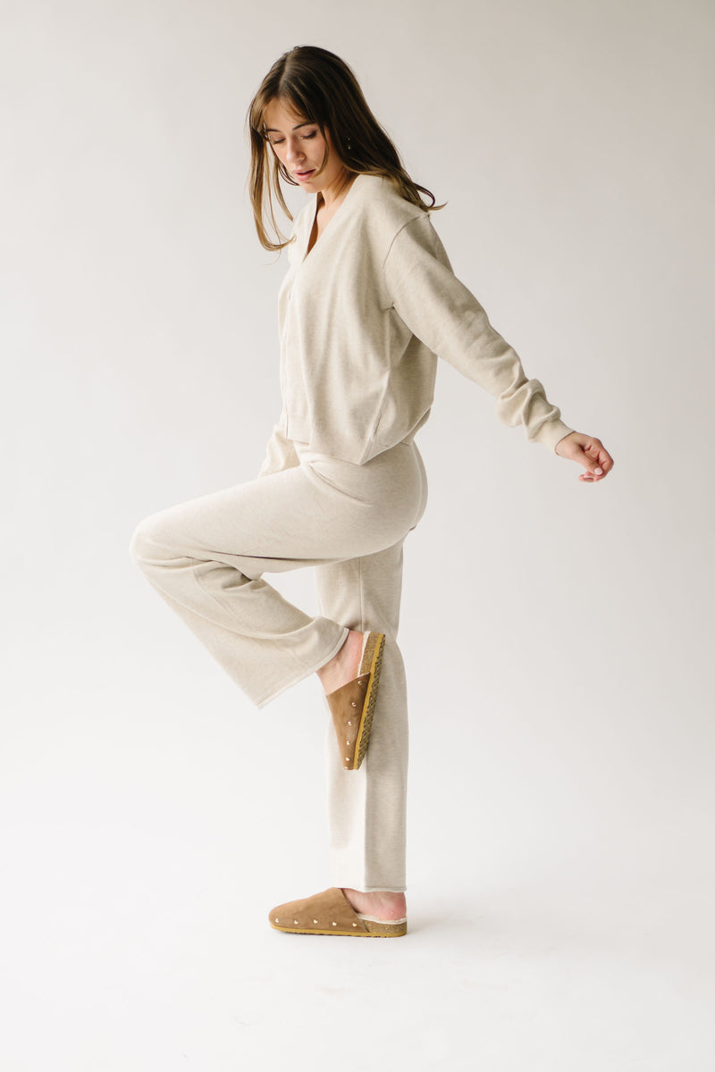 The Romo Knit Wide Leg Pant in Heather Oat