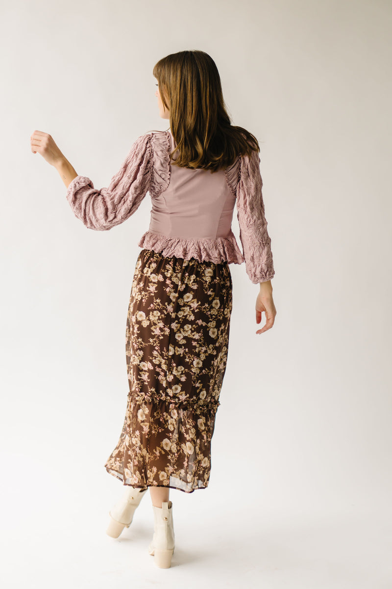 The Mortensen Printed Floral Skirt in Brown Multi