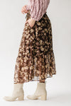 The Mortensen Printed Floral Skirt in Brown Multi