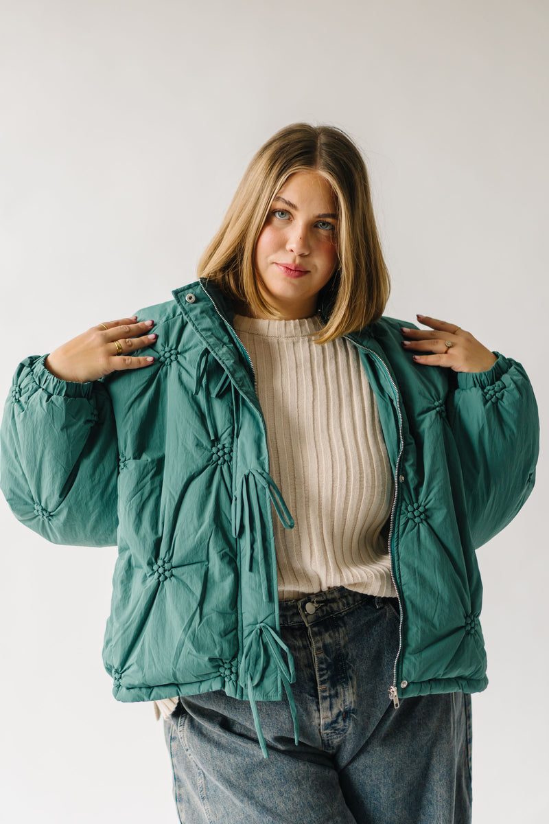 The Daulton Textured Puffer Jacket in Dark Teal