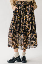 The Mortensen Printed Floral Skirt in Black Multi