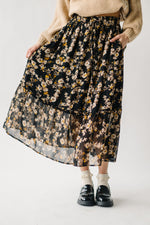 The Mortensen Printed Floral Skirt in Black Multi